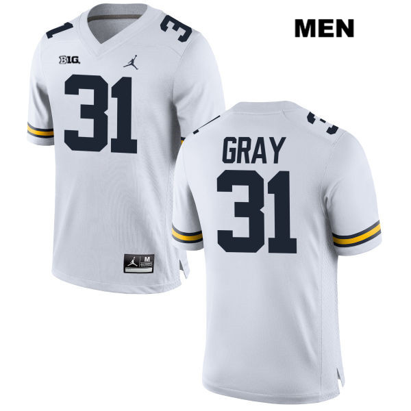 Men's NCAA Michigan Wolverines Vincent Gray #31 White Jordan Brand Authentic Stitched Football College Jersey OI25V46RH